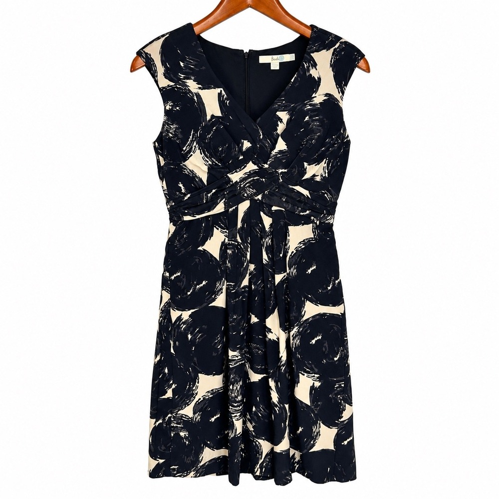 Boden Womens 4R Silk Abstract Circle Print V-Neck Sleeveless Sheath Dress WH411